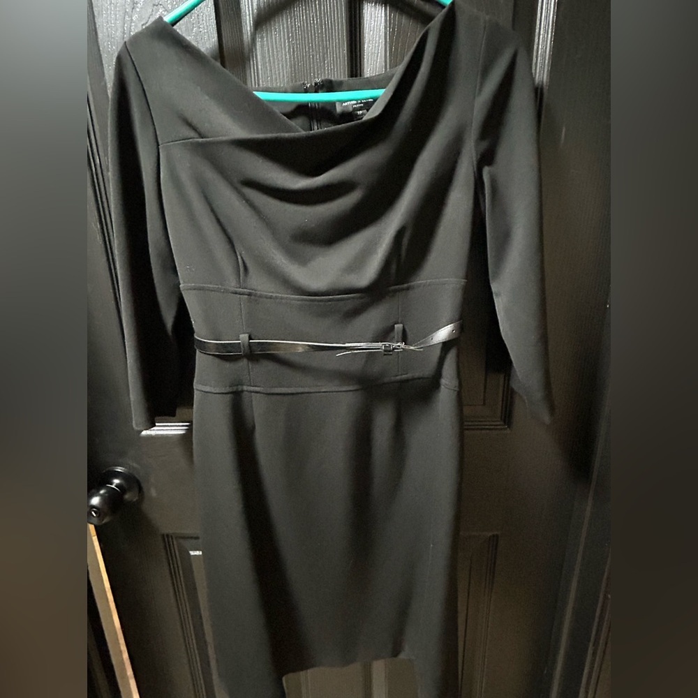 Tahari Elegant Black Dress with Belt